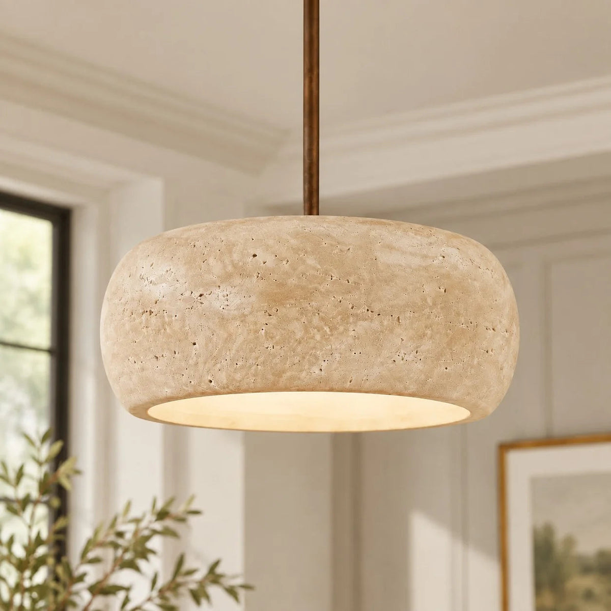 Lampa wisząca cylindryczna trawertyn