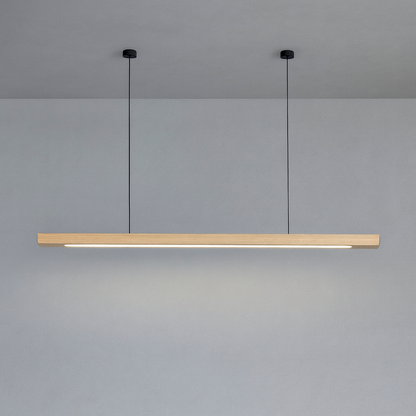 Lampa wisząca drewniana liniowa