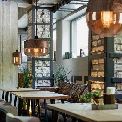 Wood-and-glass pendant light