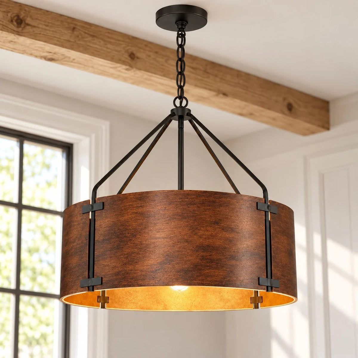 Lampa wisząca klosz bęben