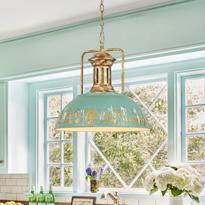 Pendant lamp with a metal dome shade