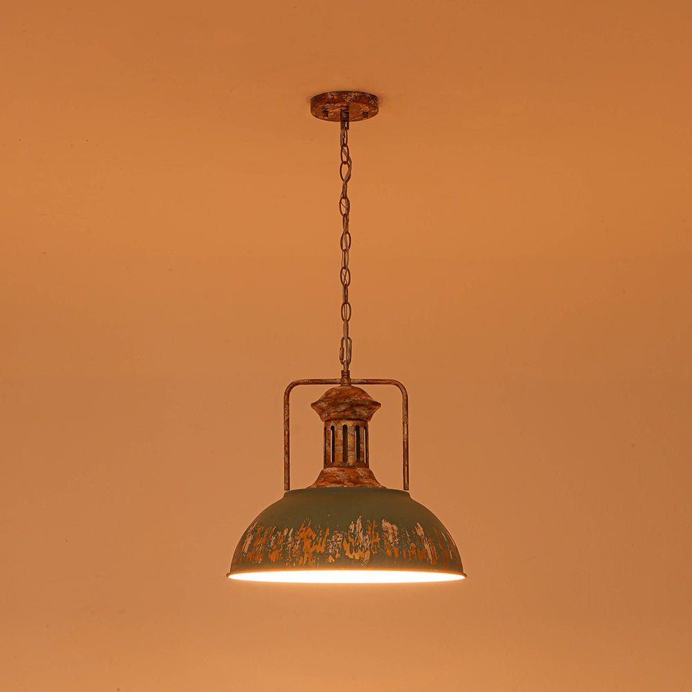 Pendant lamp with a metal dome shade