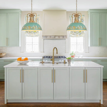 Pendant lamp with a metal dome shade