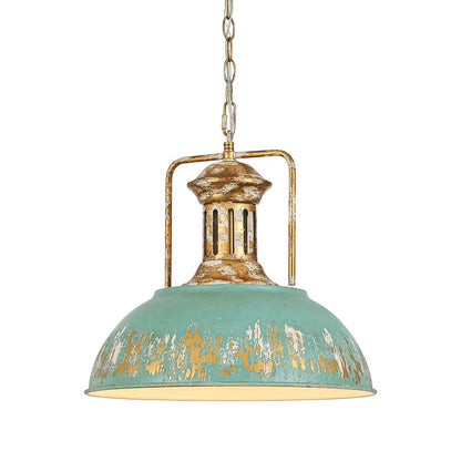 Pendant lamp with a metal dome shade