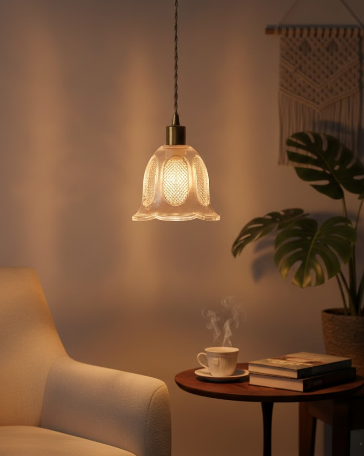 Flower shade pendant lamp