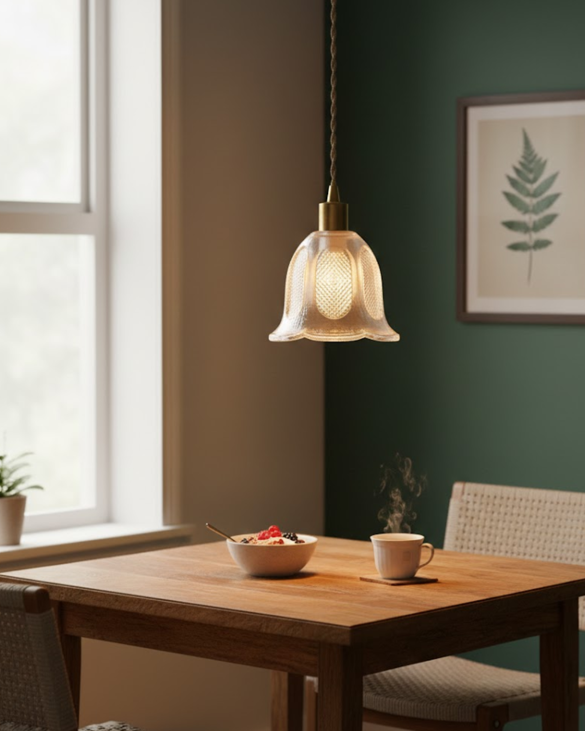 Flower shade pendant lamp