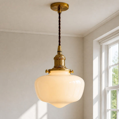 Milk glass pendant lamp