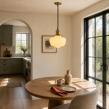 Milk glass pendant lamp