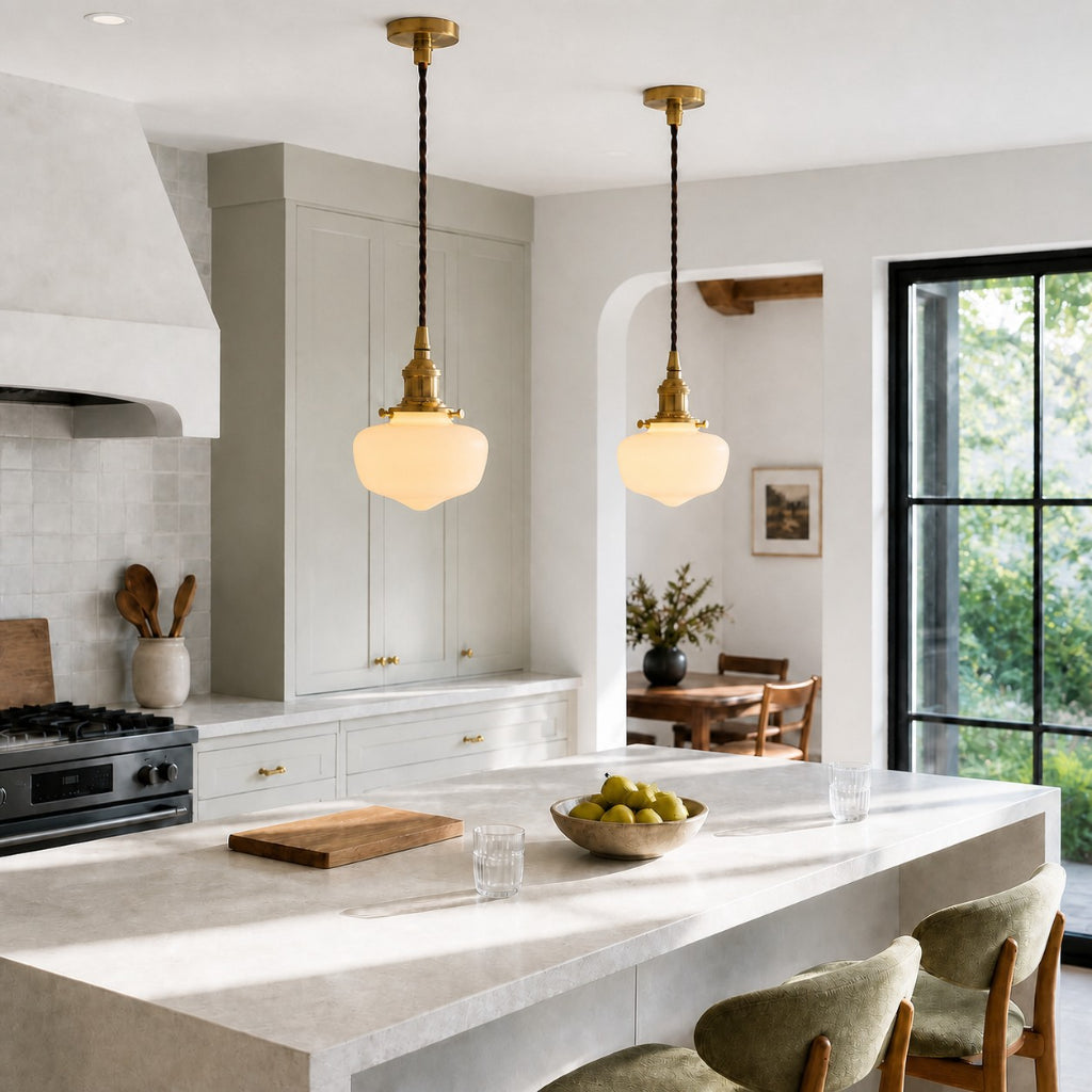 Milk glass pendant lamp