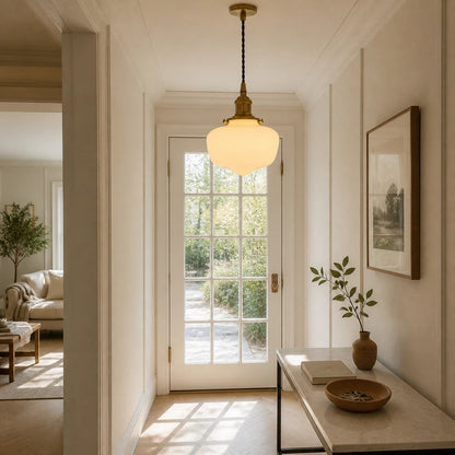 Milk glass pendant lamp