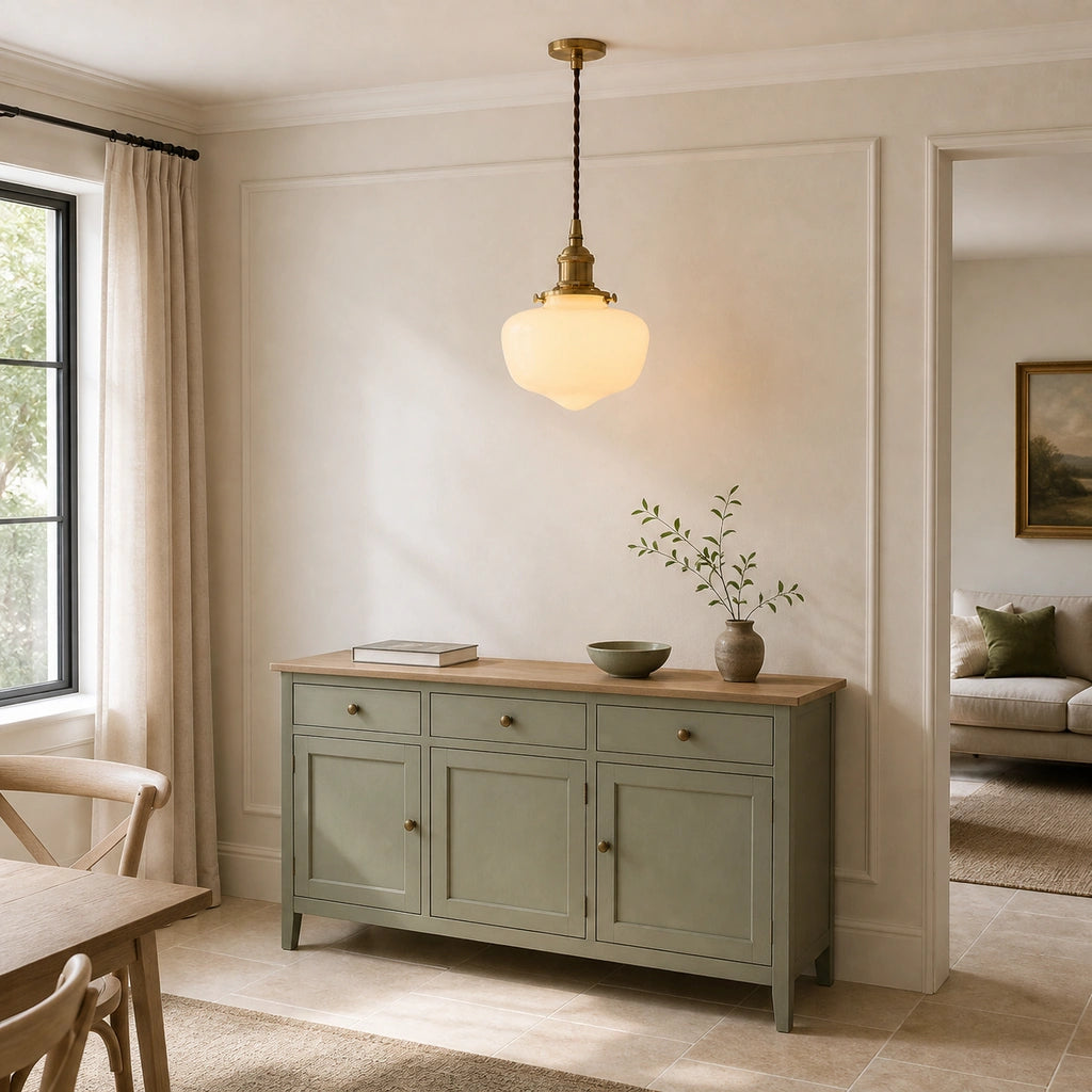 Milk glass pendant lamp