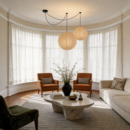 Paper sphere pendant lamp