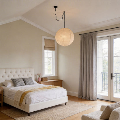 Paper sphere pendant lamp