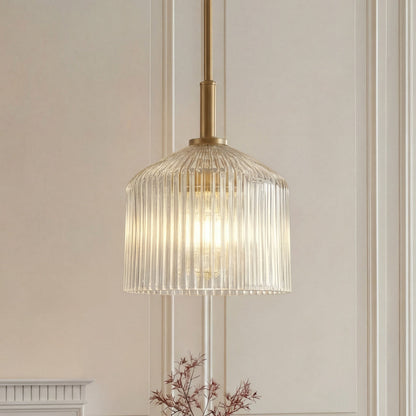Lampe suspendue en verre cannelé