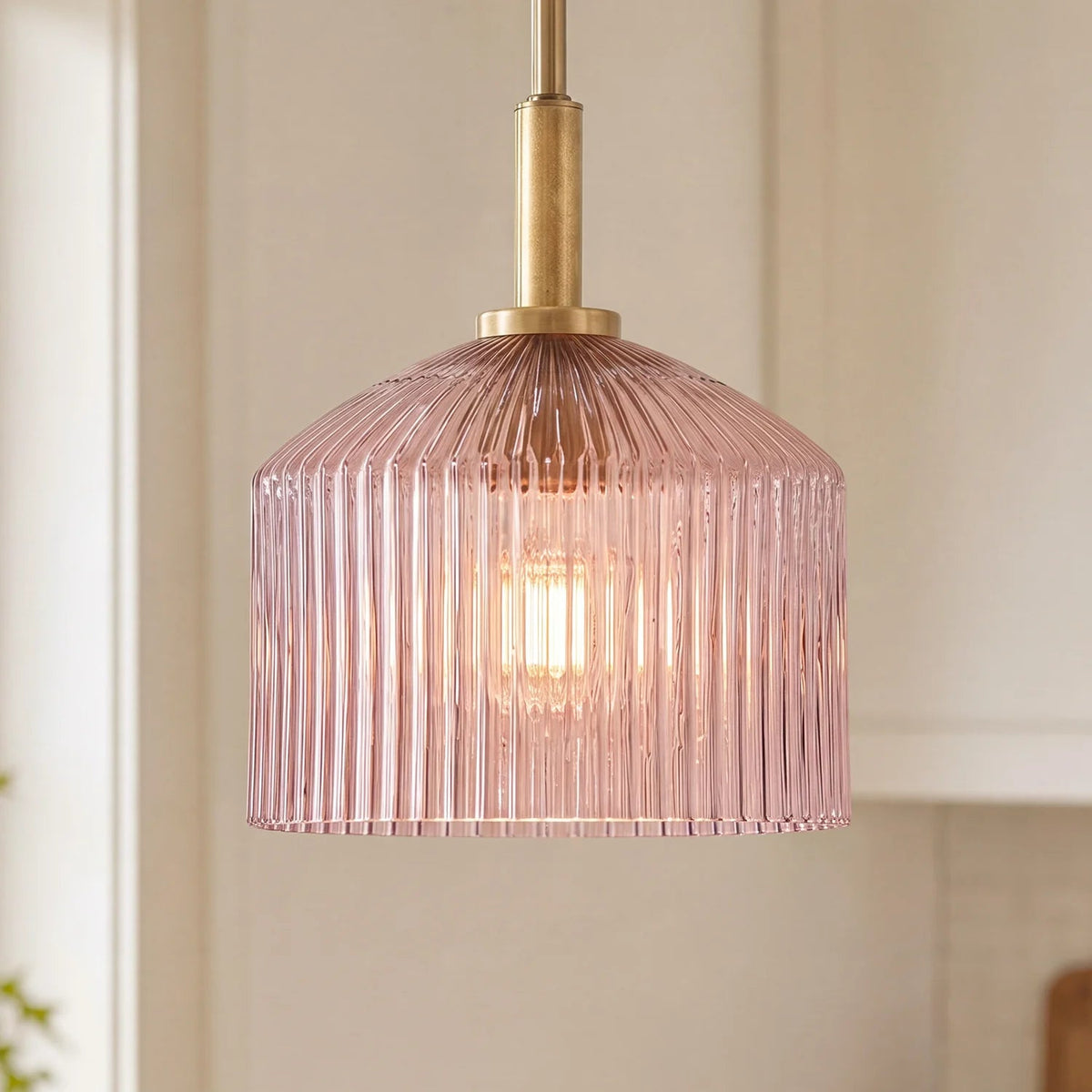 Lampe suspendue en verre cannelé