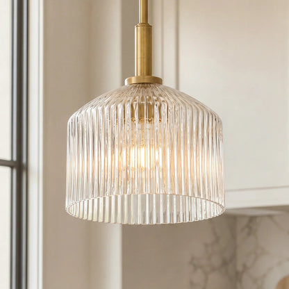 Lampe suspendue en verre cannelé