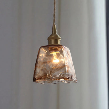 Amber glass pendant lamp