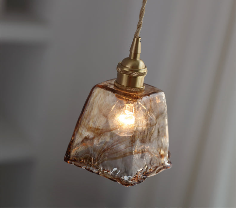 Amber glass pendant lamp