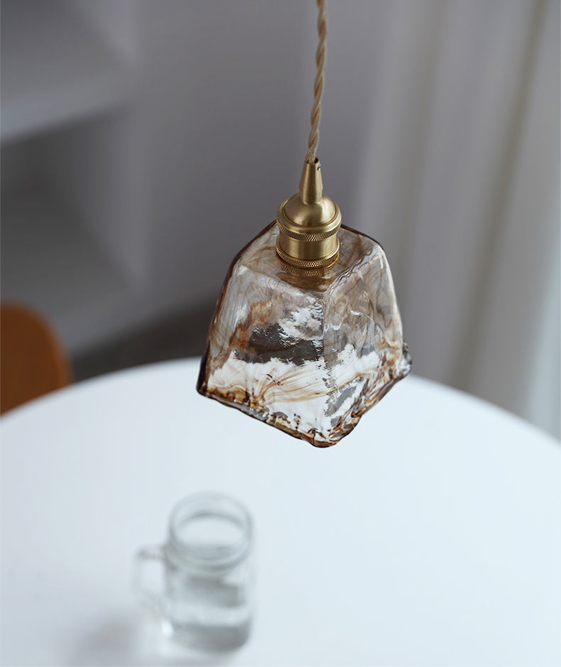 Amber glass pendant lamp