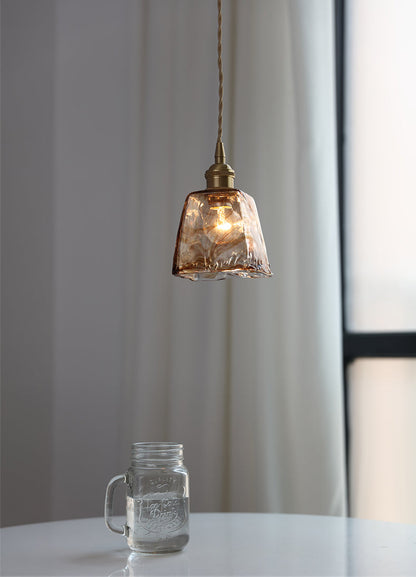 Amber glass pendant lamp
