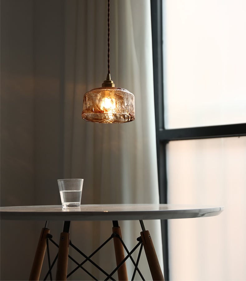 Amber glass pendant lamp