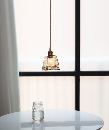 Amber glass pendant lamp