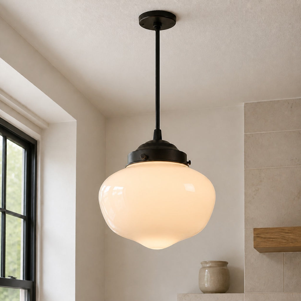 Pendant light with glass shade