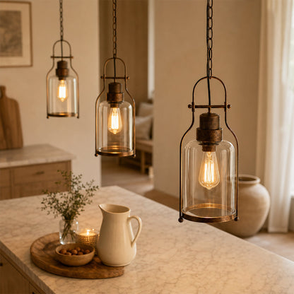 Pendant light with glass shade