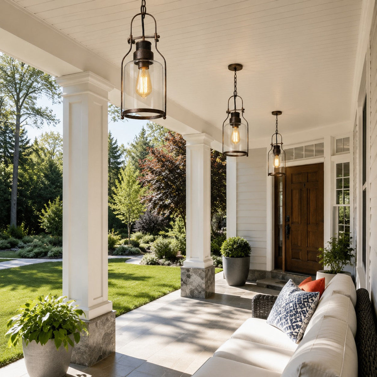 Pendant light with glass shade