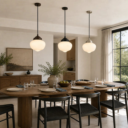 Pendant light with glass shade