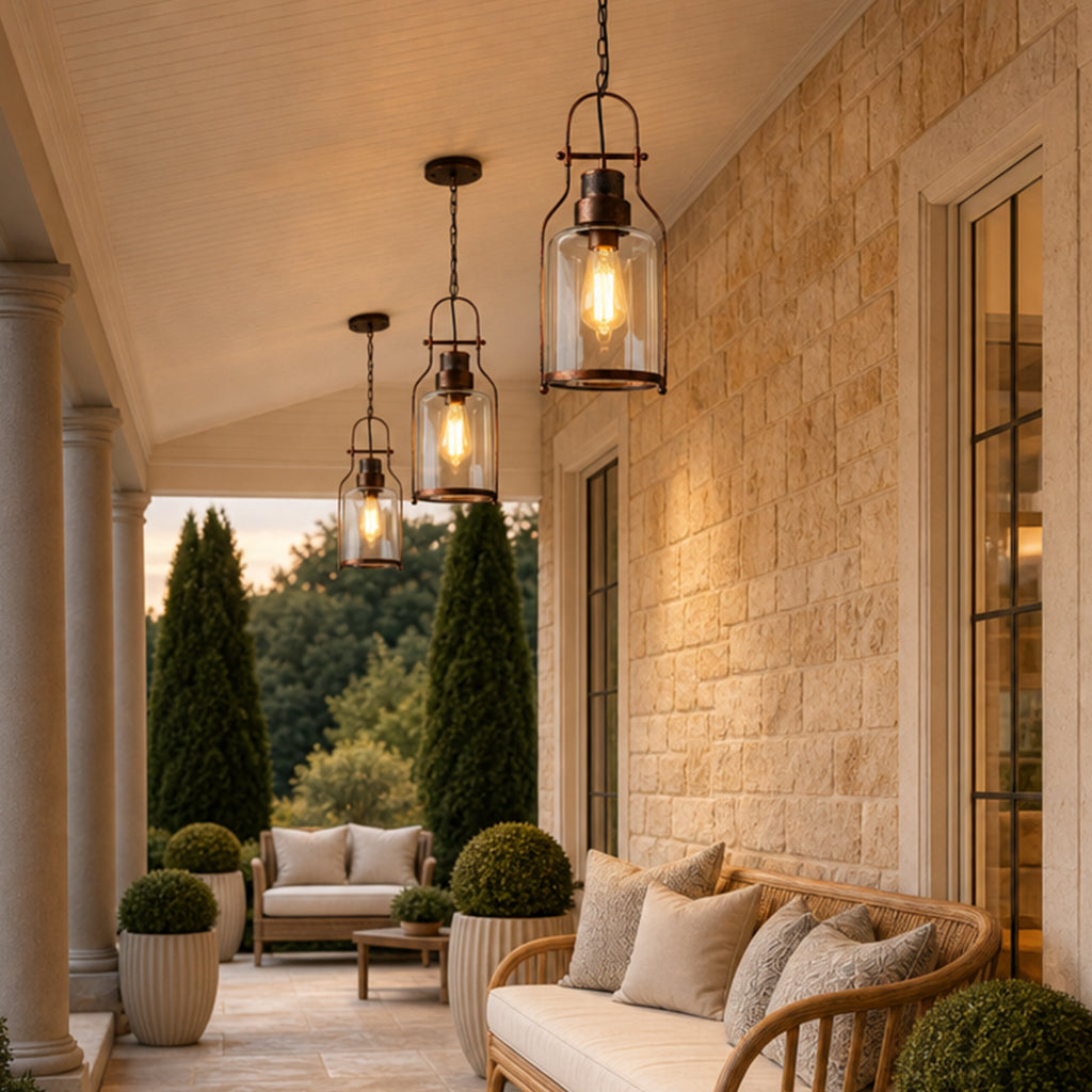 Pendant light with glass shade