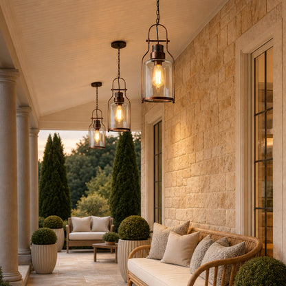 Pendant light with glass shade
