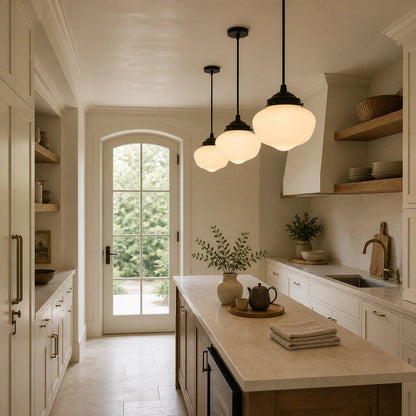 Pendant light with glass shade