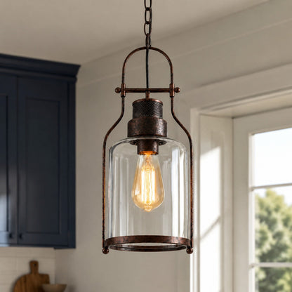 Pendant light with glass shade