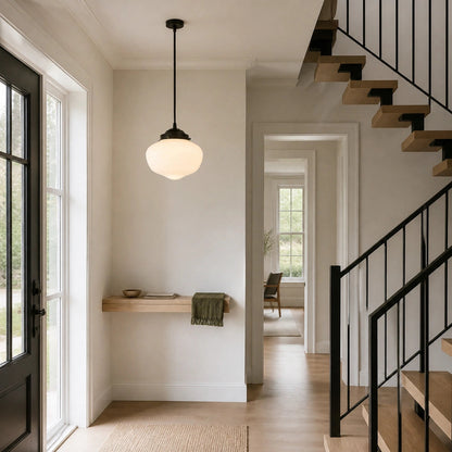 Pendant light with glass shade