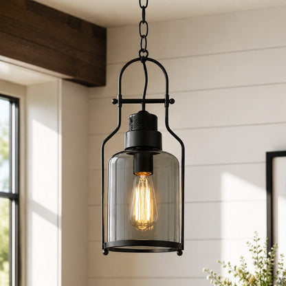 Pendant light with glass shade