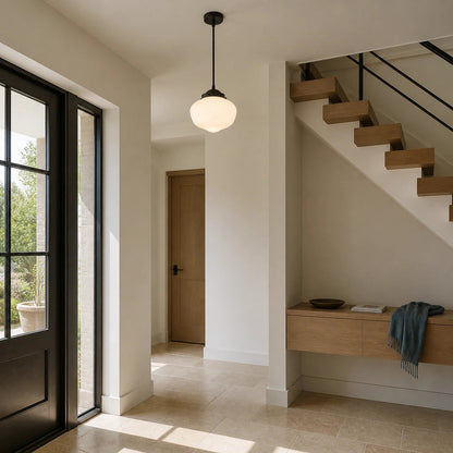 Pendant light with glass shade