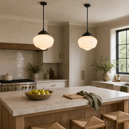 Pendant light with glass shade