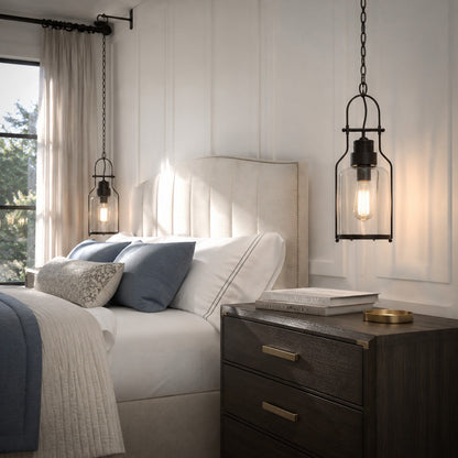 Pendant light with glass shade