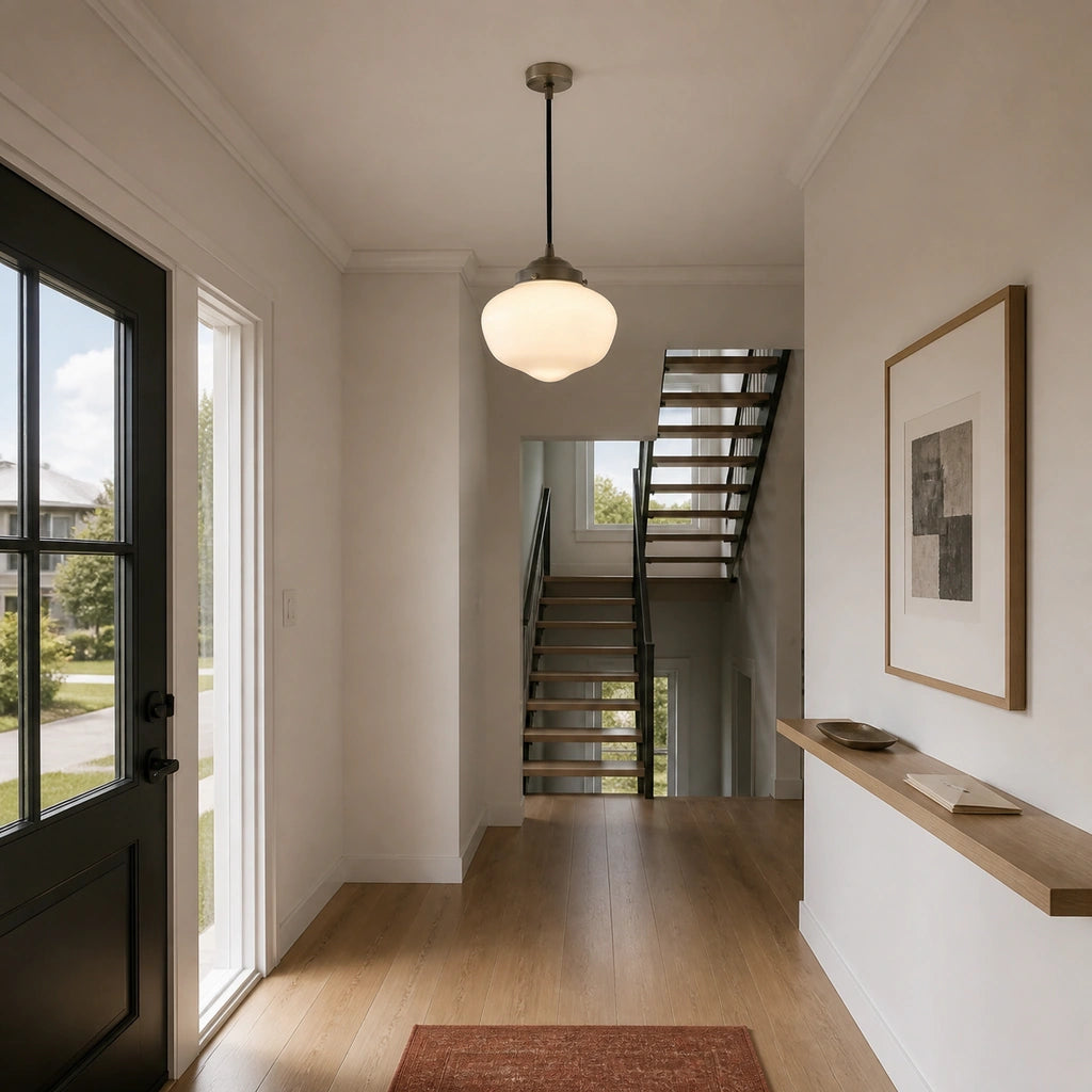Pendant light with glass shade