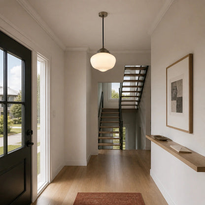 Pendant light with glass shade