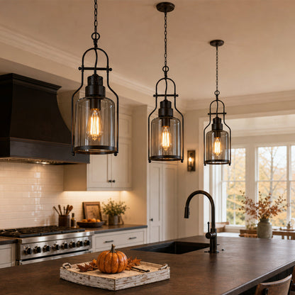 Pendant light with glass shade