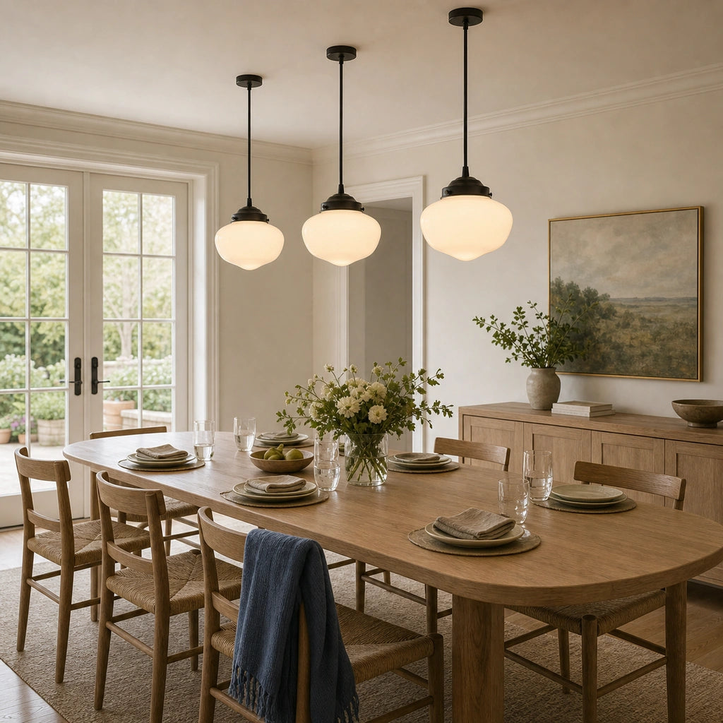 Pendant light with glass shade