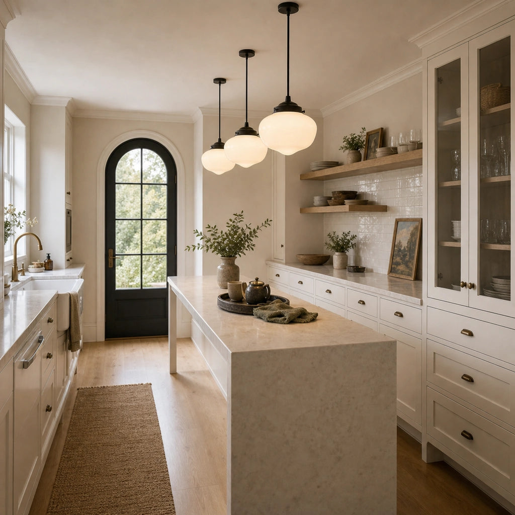 Pendant light with glass shade