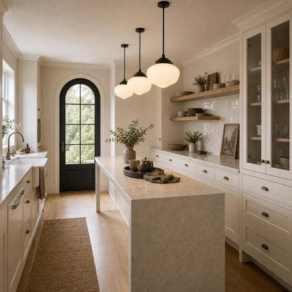 Pendant light with glass shade
