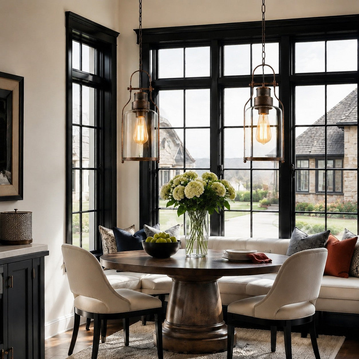 Pendant light with glass shade