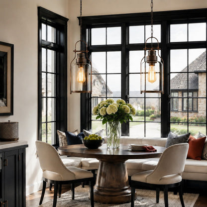 Pendant light with glass shade