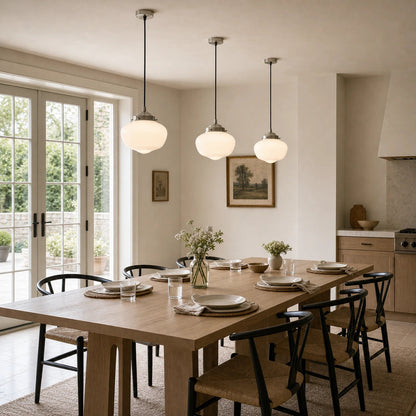 Pendant light with glass shade