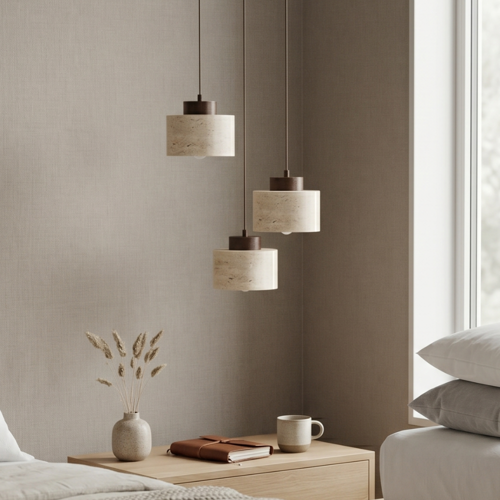 Lampa wisząca z trawertynu