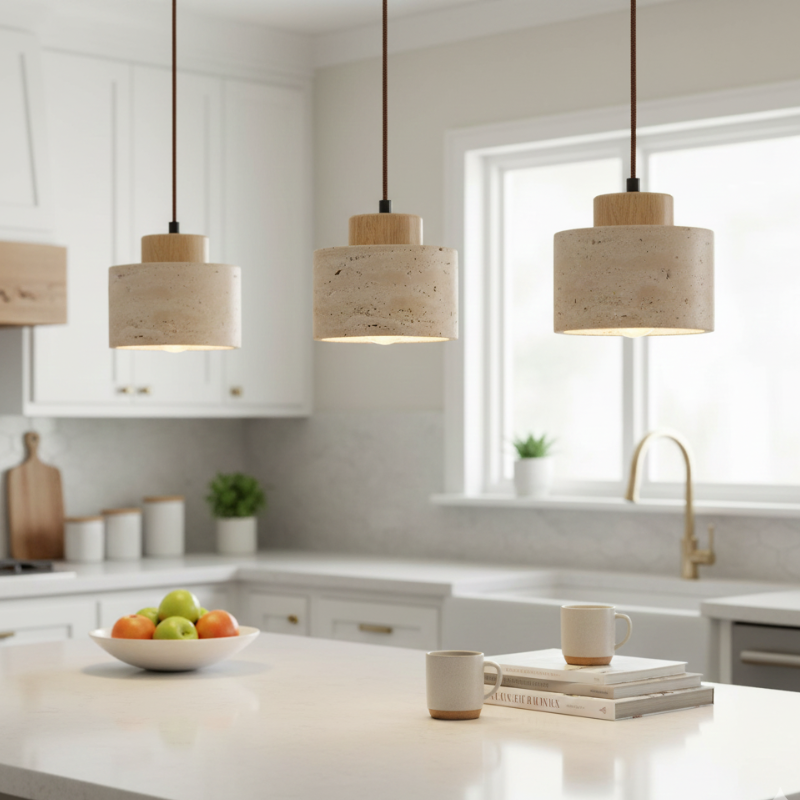 Lampa wisząca z trawertynu